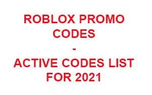 2021 Promo Codes Roblox